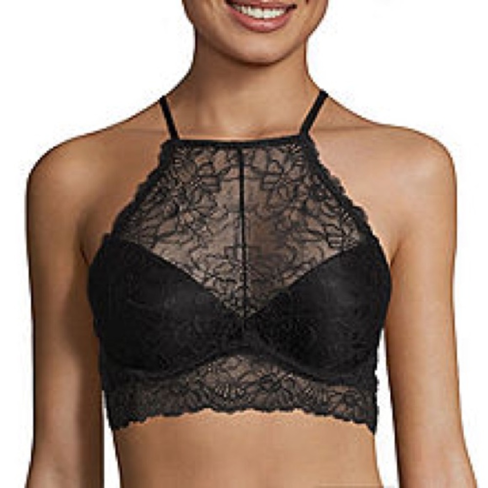 High Neck Lace Push-Up Bra with Racerback 36B